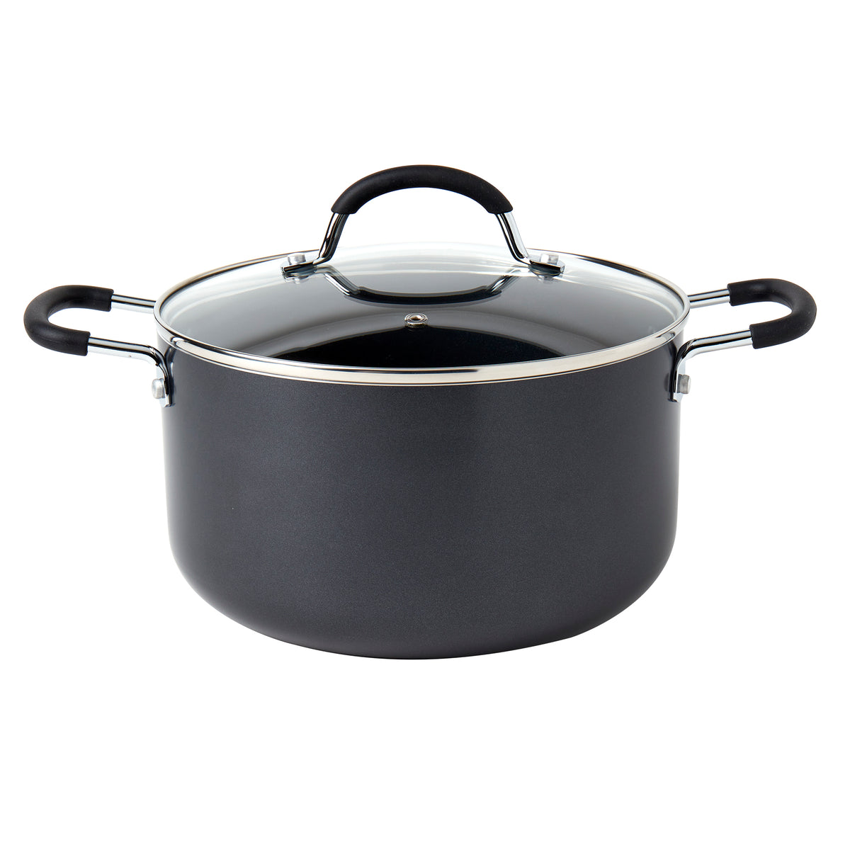 6-Quart Non-Stick Aluminum Dutch Oven Stock Pot with Glass Lid