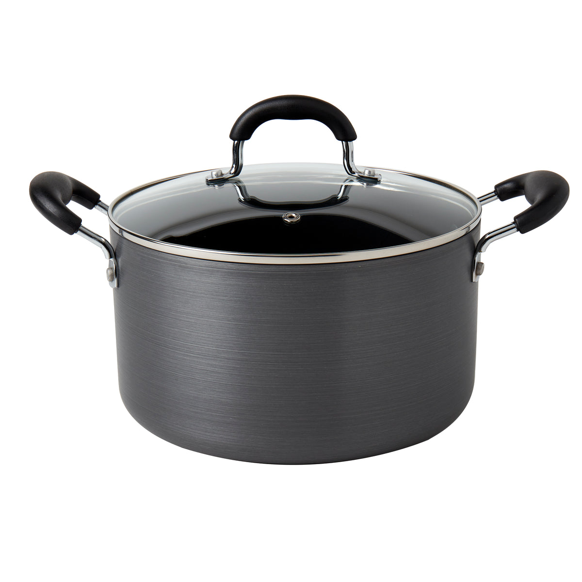 6-Quart Hard Anodized Aluminum Non-Stick Dutch Oven Stock Pot with Glass Lid