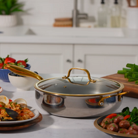 11.25" Titanium Sauté Pan with GeoGlide™ Surface & Glass Lid, Gold
