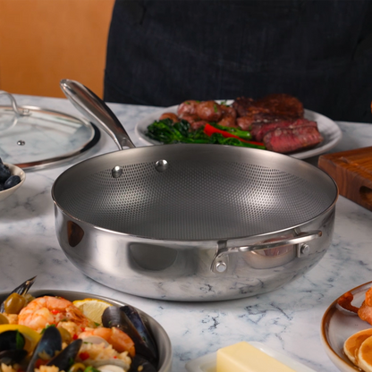11.25" Titanium Sauté Pan with GeoGlide™ Surface & Glass Lid, Silver