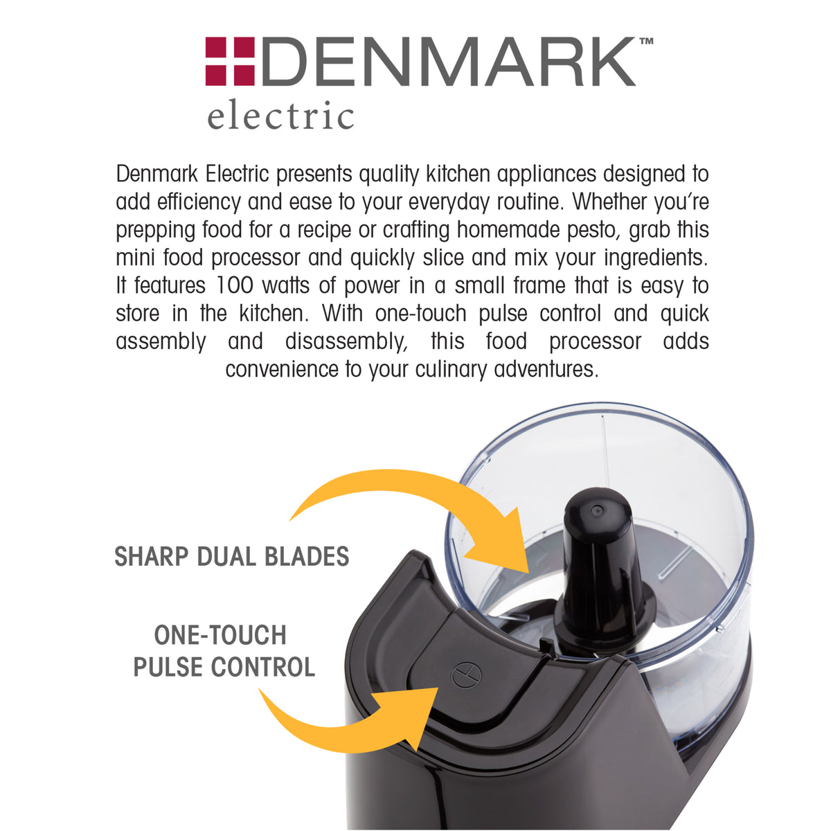 1.5-Cup Food Chopper Processor with One-Touch Pulse Control, Black