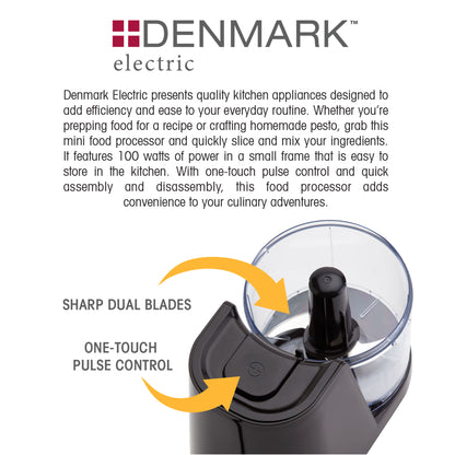 1.5-Cup Food Chopper Processor with One-Touch Pulse Control, Black