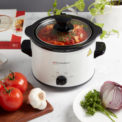 1.5-Quart Electric Slow Cooker with Non-Stick Removable Pot, White