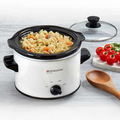 1.5-Quart Electric Slow Cooker with Non-Stick Removable Pot, White