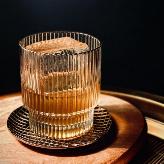 Gold Rim Double Old-Fashioned Drinking Rocks Glasses, Set of 4