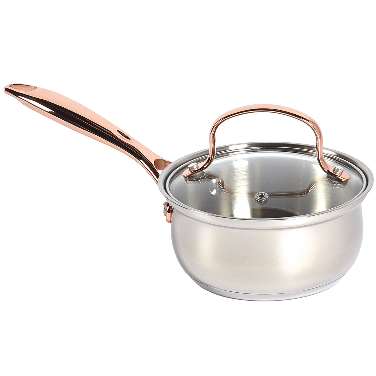 10-Piece Stainless Steel Cookware Set with Rose Gold