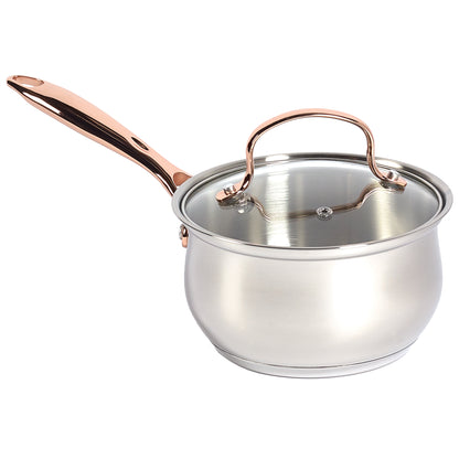 10-Piece Stainless Steel Cookware Set with Rose Gold