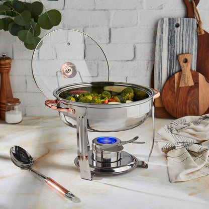4-Quart Stainless-Steel Chafing Dish with Rose Gold, 8-Piece Set