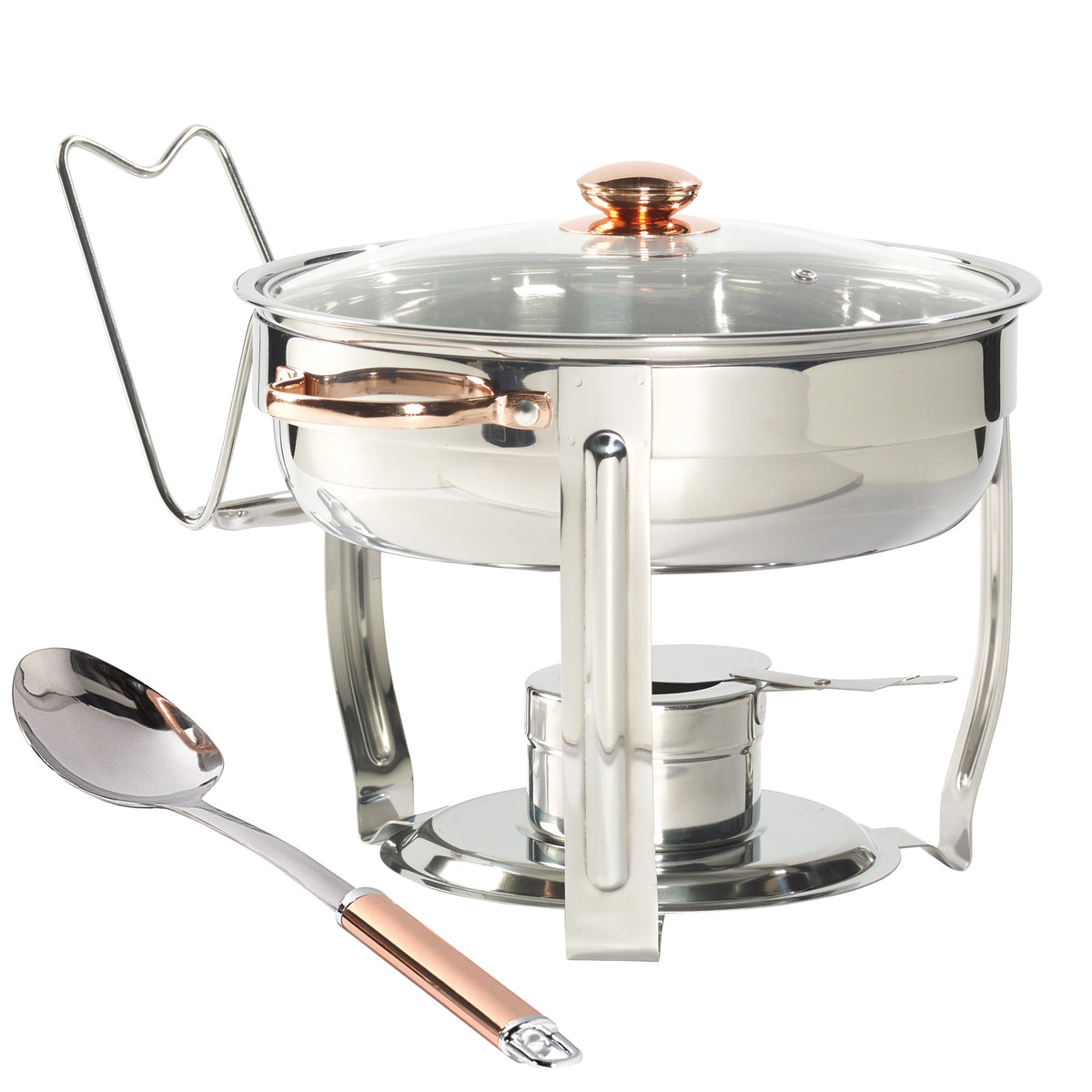 4-Quart Stainless-Steel Chafing Dish with Rose Gold, 8-Piece Set