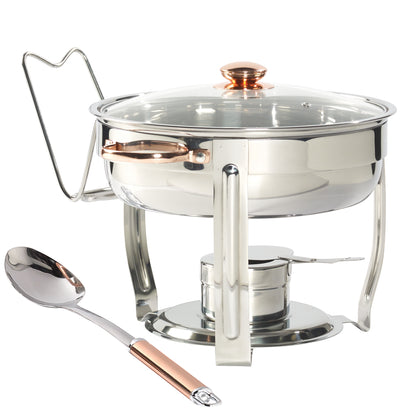 4-Quart Stainless-Steel Chafing Dish with Rose Gold, 8-Piece Set