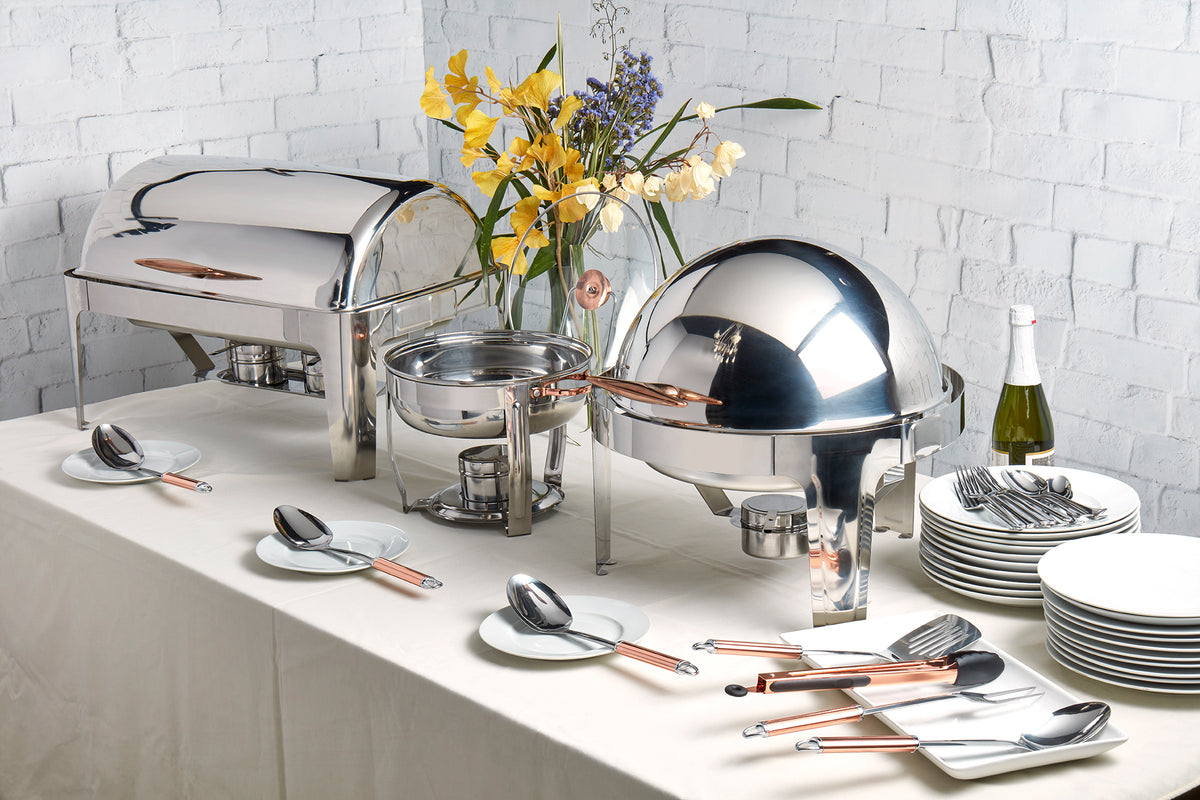 4-Quart Stainless-Steel Chafing Dish with Rose Gold, 8-Piece Set