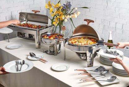 9.5-Quart Stainless-Steel Chafing Dish with Rose Gold, 6-Piece Set