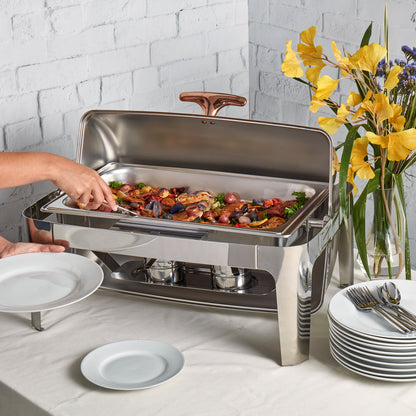 9.5-Quart Stainless-Steel Chafing Dish with Rose Gold, 6-Piece Set