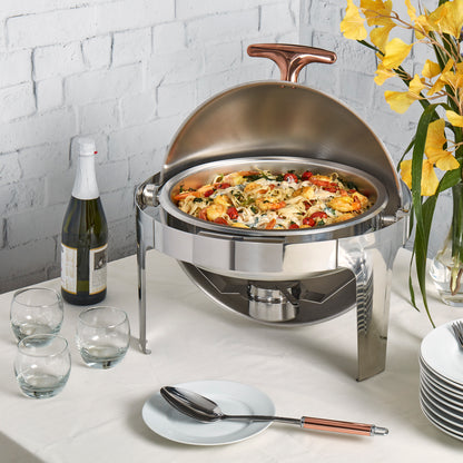 6.3-Quart Stainless-Steel Chafing Dish with Rose Gold, 5-Piece Set
