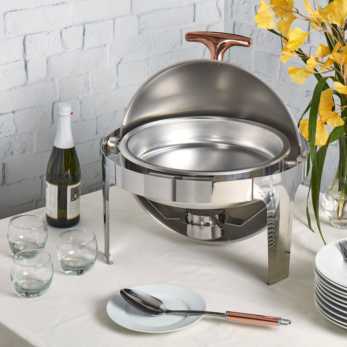 6.3-Quart Stainless-Steel Chafing Dish with Rose Gold, 5-Piece Set