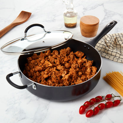 6-Quart Non-Stick Aluminum Jumbo Cooker Sauté Pan with Glass Lid