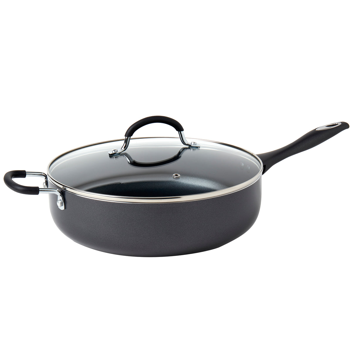 6-Quart Non-Stick Aluminum Jumbo Cooker Sauté Pan with Glass Lid