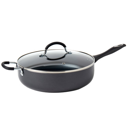 6-Quart Non-Stick Aluminum Jumbo Cooker Sauté Pan with Glass Lid