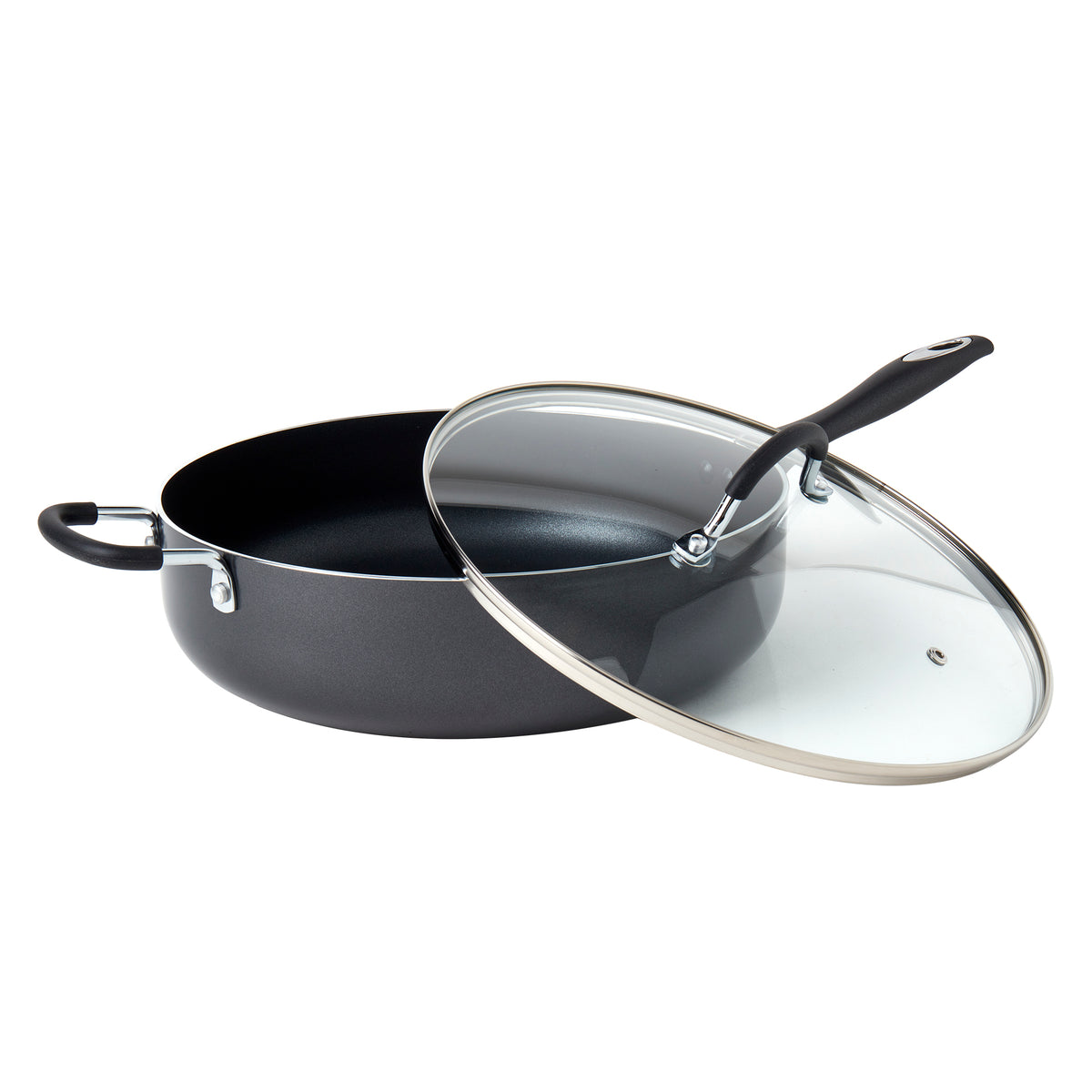 6-Quart Non-Stick Aluminum Jumbo Cooker Sauté Pan with Glass Lid