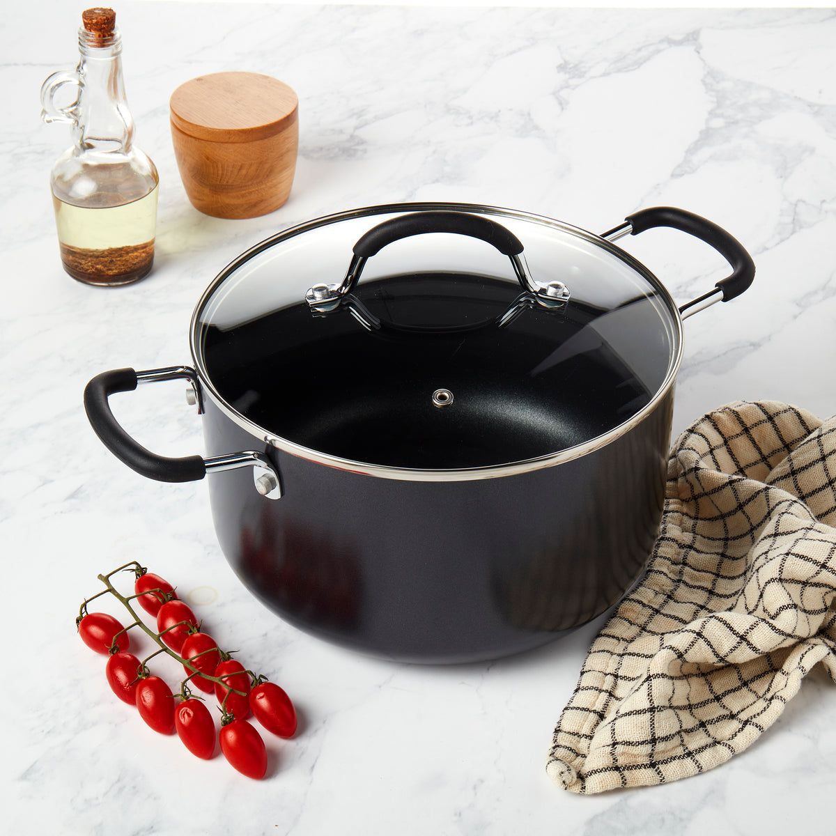 6-Quart Non-Stick Aluminum Dutch Oven Stock Pot with Glass Lid