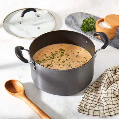 6-Quart Hard Anodized Aluminum Non-Stick Dutch Oven Stock Pot with Glass Lid