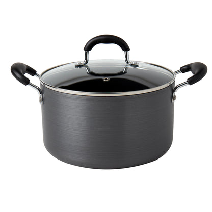 6-Quart Hard Anodized Aluminum Non-Stick Dutch Oven Stock Pot with Glass Lid