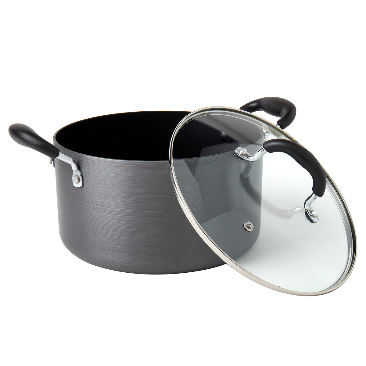 6-Quart Hard Anodized Aluminum Non-Stick Dutch Oven Stock Pot with Glass Lid