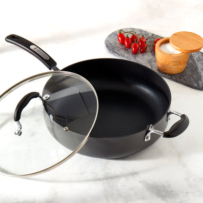 6-Quart Hard Anodized Aluminum Non-Stick Jumbo Cooker Sauté Pan with Glass Lid