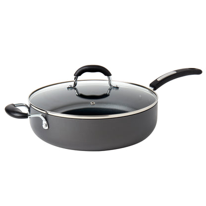 6-Quart Hard Anodized Aluminum Non-Stick Jumbo Cooker Sauté Pan with Glass Lid
