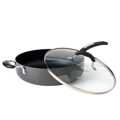 6-Quart Hard Anodized Aluminum Non-Stick Jumbo Cooker Sauté Pan with Glass Lid
