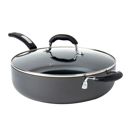 6-Quart Hard Anodized Aluminum Non-Stick Jumbo Cooker Sauté Pan with Glass Lid