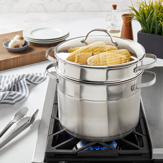 8-Quart Stainless Steel Multi Cooker Stock Pot with Steamer Insert