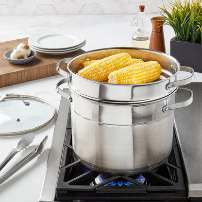 8-Quart Stainless Steel Multi Cooker Stock Pot with Steamer Insert