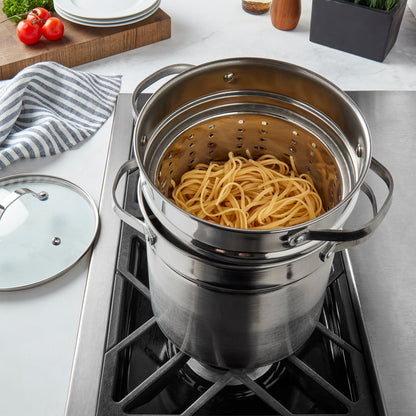 6-Quart Stainless Steel Multi Cooker Stock Pot with Steamer Insert