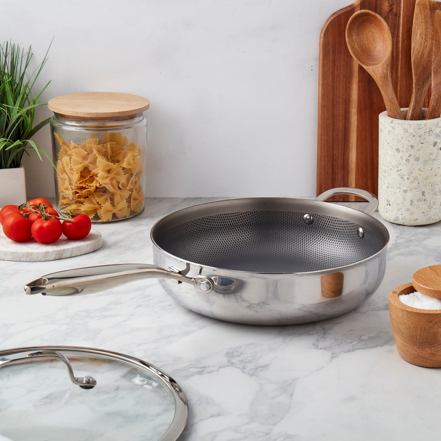11.25" Titanium Sauté Pan with GeoGlide™ Surface & Glass Lid, Silver