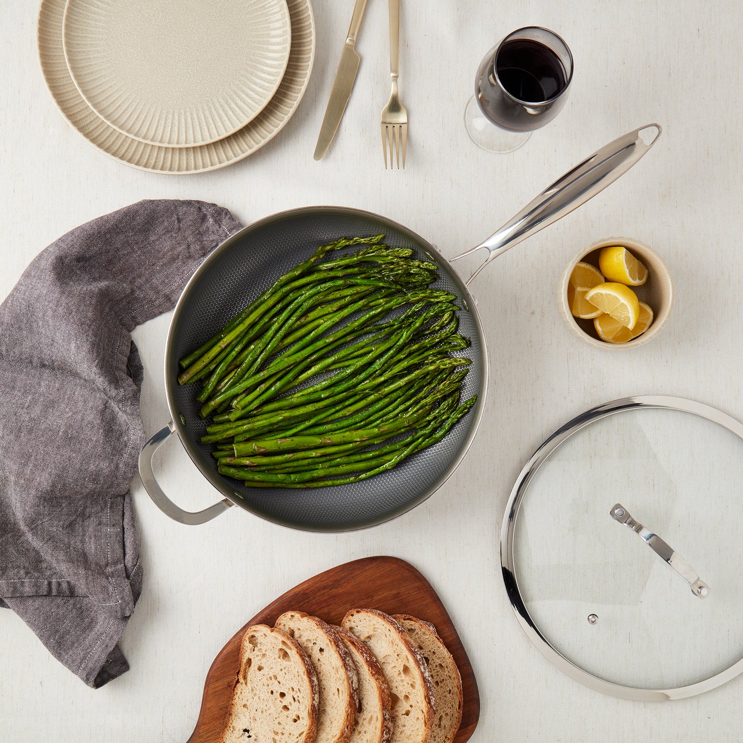 11.25" Titanium Sauté Pan with GeoGlide™ Surface & Glass Lid, Silver