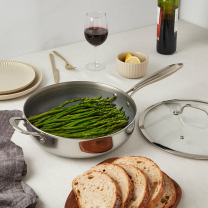 11.25" Titanium Sauté Pan with GeoGlide™ Surface & Glass Lid, Silver