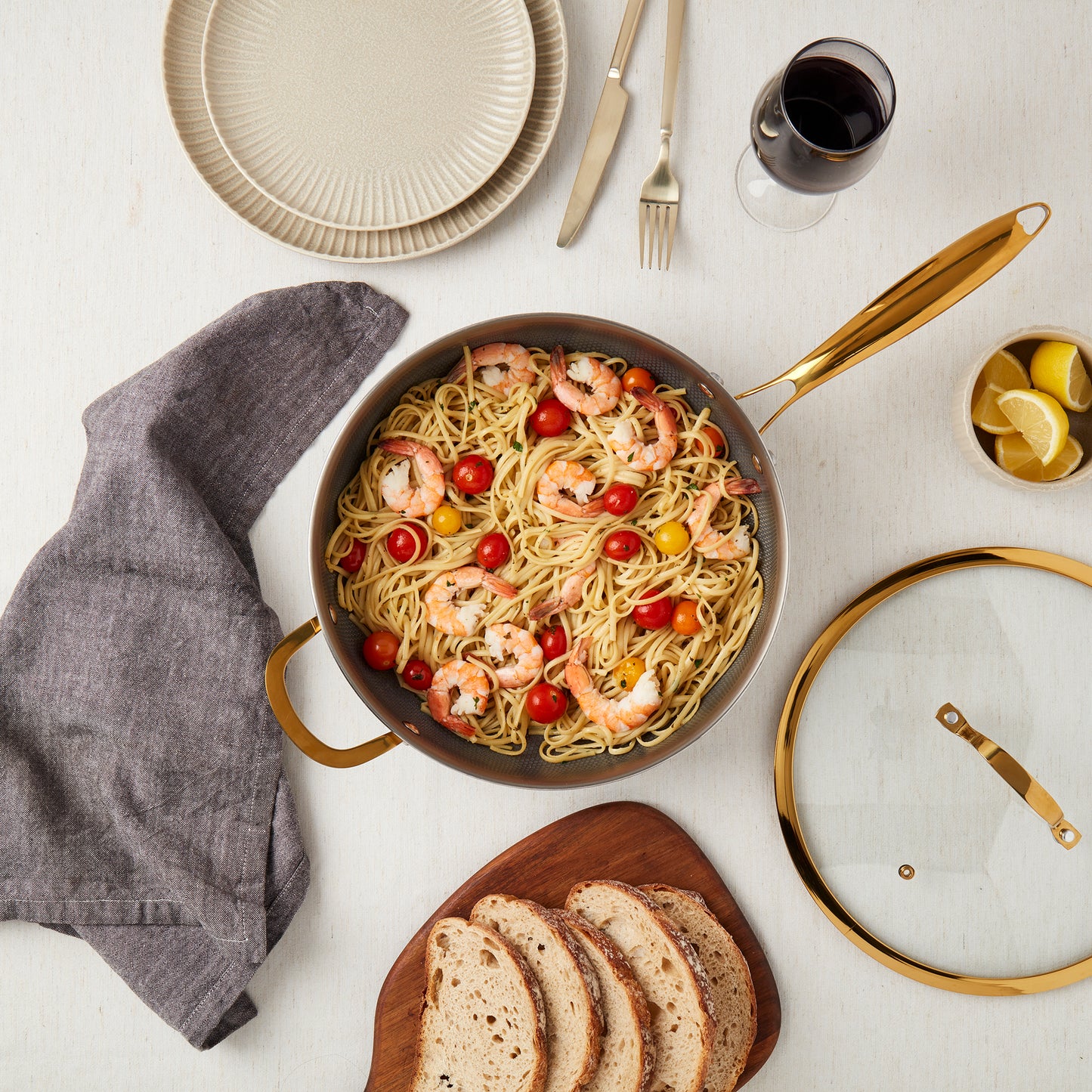 11.25" Titanium Sauté Pan with GeoGlide™ Surface & Glass Lid, Gold
