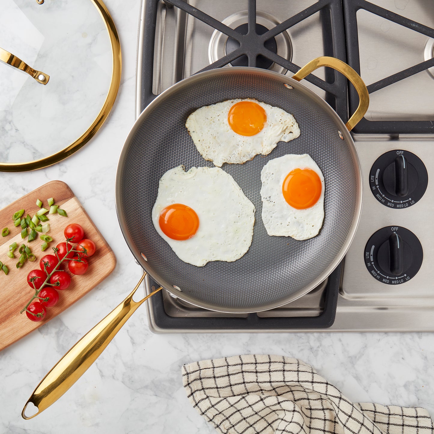 11.25" Titanium Sauté Pan with GeoGlide™ Surface & Glass Lid, Gold
