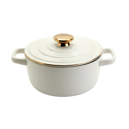 2-Quart Stoneware Casserole Pan Baking Dish, White