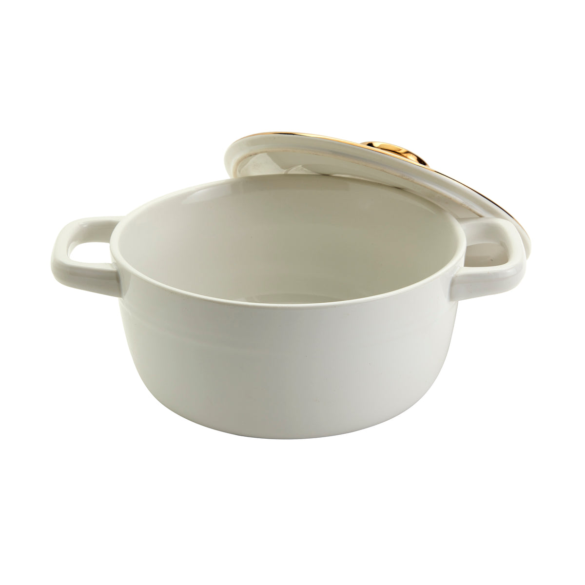 2-Quart Stoneware Casserole Pan Baking Dish, White