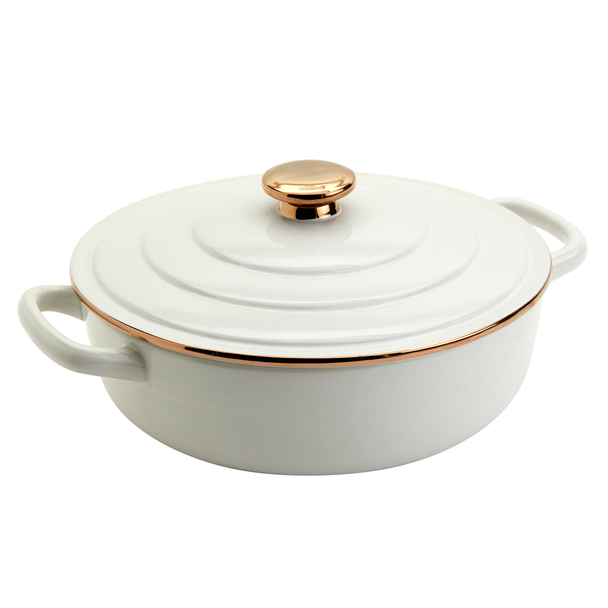 3-Quart Stoneware Casserole Pan Baking Dish, White