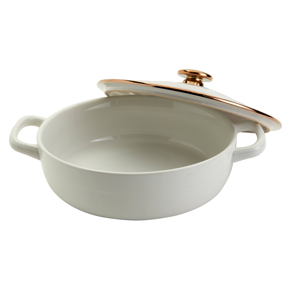 3-Quart Stoneware Casserole Pan Baking Dish, White