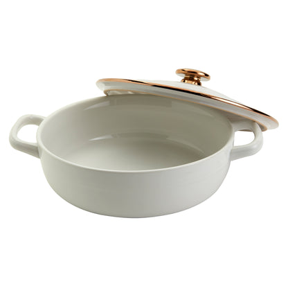 3-Quart Stoneware Casserole Pan Baking Dish, White
