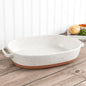 2.4-Quart Speckled White Oval Stoneware Casserole Pan Baking Dish