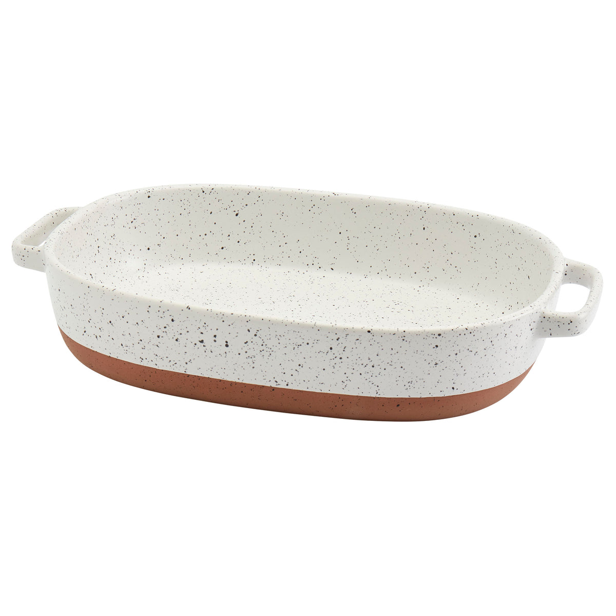 2.4-Quart Speckled White Oval Stoneware Casserole Pan Baking Dish