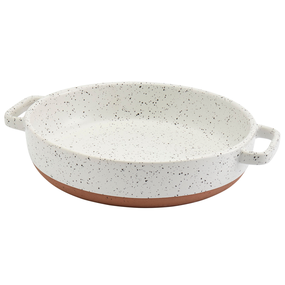 1.7-Quart Speckled White Round Stoneware Pie Pan Baking Dish