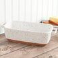 1.7-Quart Speckled White Stoneware Loaf Pan Baking Dish