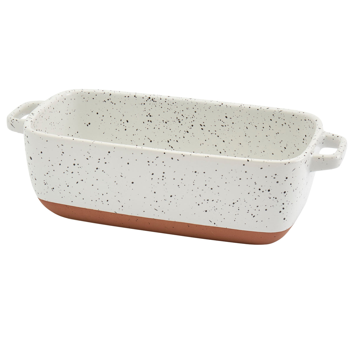1.7-Quart Speckled White Stoneware Loaf Pan Baking Dish